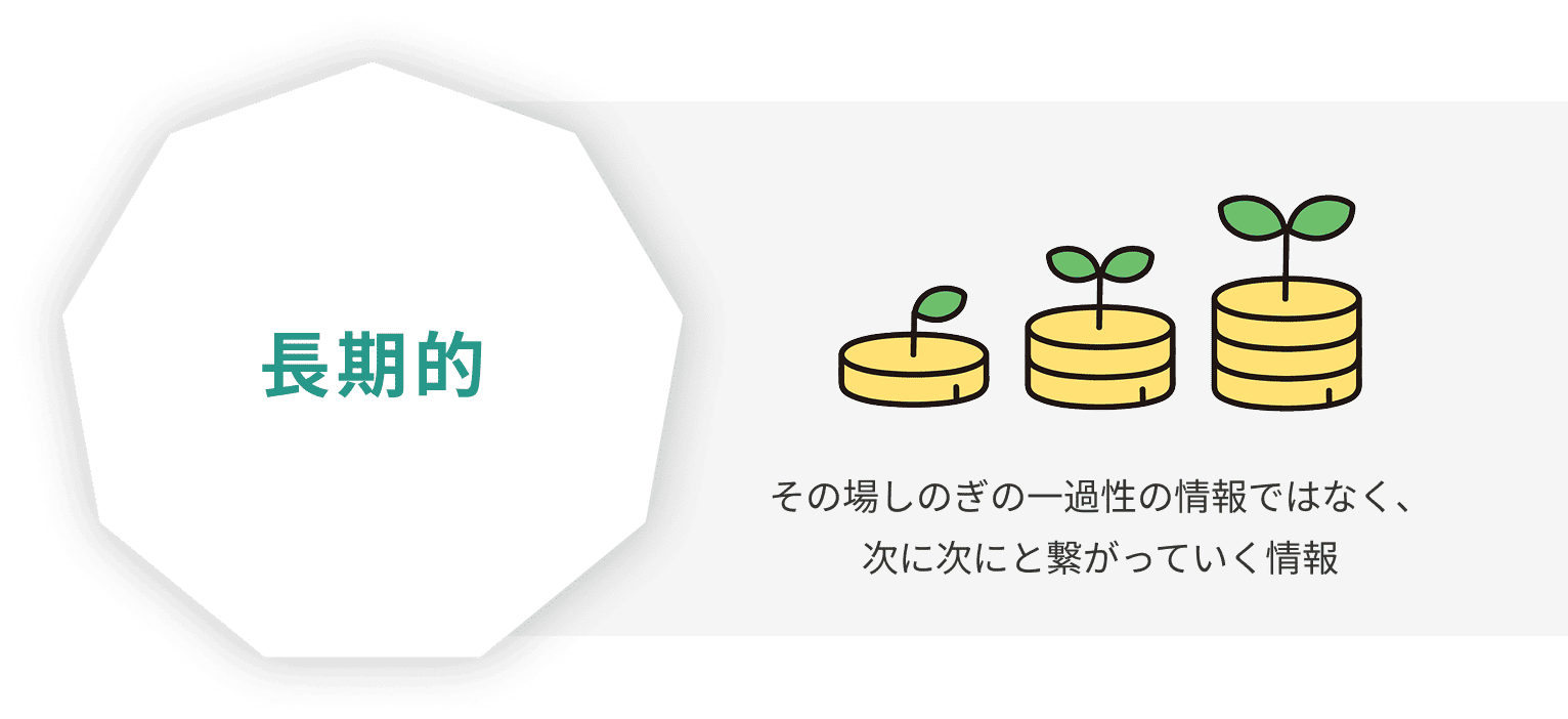 その場しのぎの一過性の情報ではなく、次に次にと繋がっていく情報